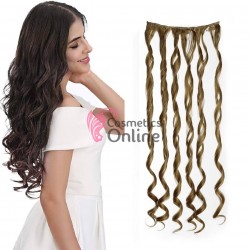 Extensie de par cu 3 Clips On delux simpla ondulata de 51 cm, Saten Mediu 39658